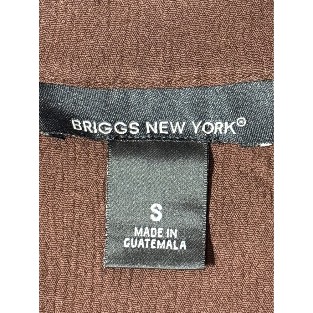 Y2K Briggs New York Womens Small Brown Textured Short Sleeve Button Up Shirt Top - Picture 2 of 7